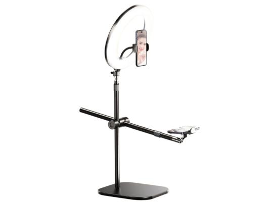 RTAKO ZJ-FP02 Kit Overheard Phone Mount 55cm with Phone Clamp and Ring Light